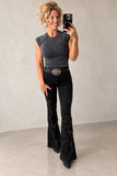 Midnight Rodeo Studded Flare Jeans